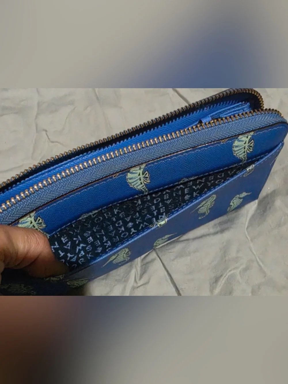 Kate Spade Blue Seahorse Print Wallet